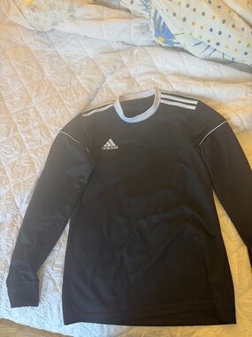 adidas Black Long-Sleeve Performance Top with White Accents